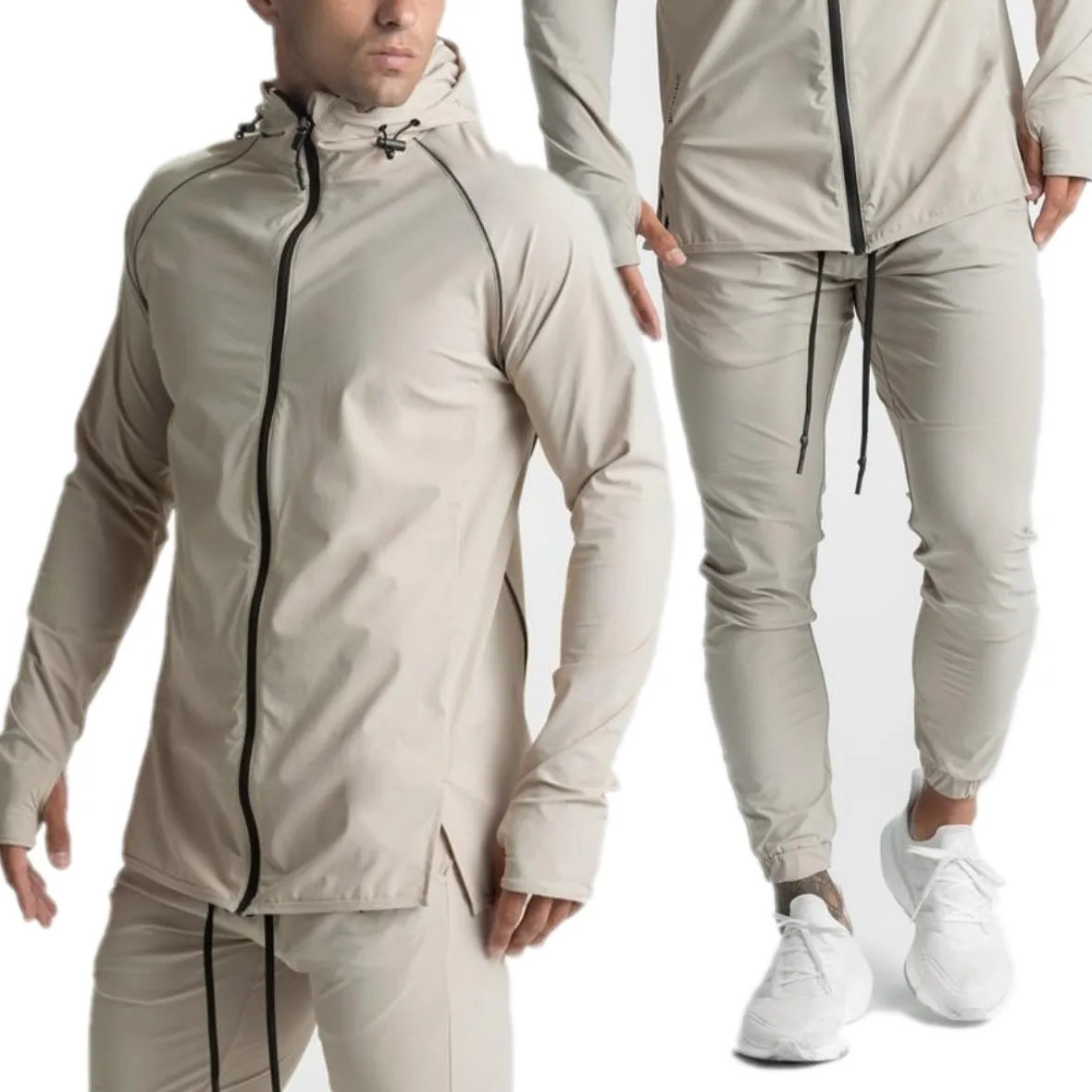 Wholesale Quick Dry Running Jogger Sets Gym Fitness Sportswear Windbreaker Training Two Piece Tracksuit For Men