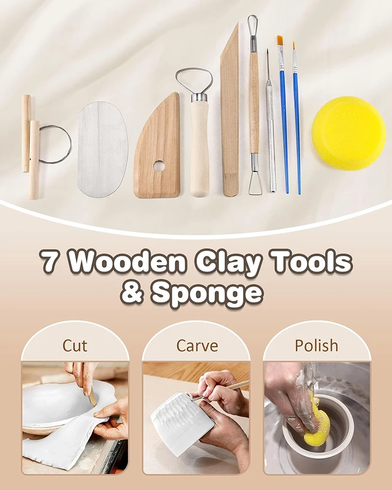 Clay Pottery Kit DIY Pottery clay Kit - Make Your Own Air Dry Clay Projects At Home with full set tools paint instructions