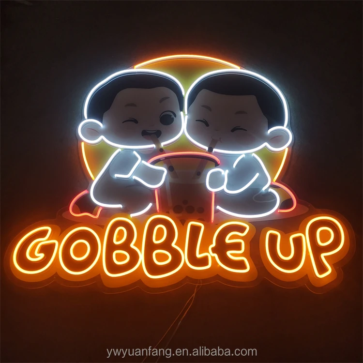 Custom led logo 3D coffee pizza shop name neon bar home decoration wedding party light open close flex neon sign board