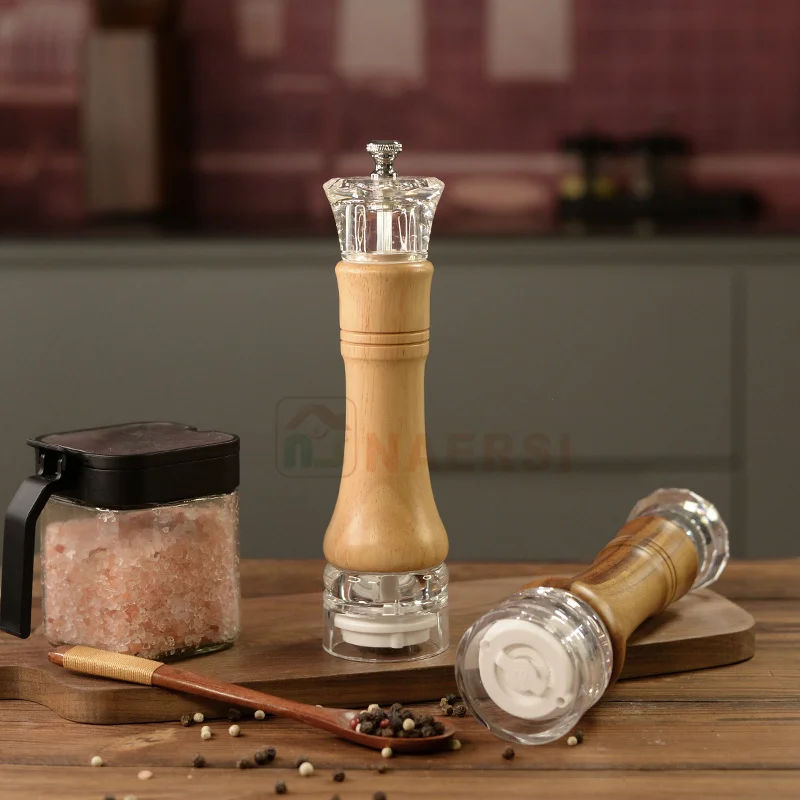 Factory Price Adjustable Coarseness Wooden Salt and Pepper Grinder Manual Wood pepper Mill Set