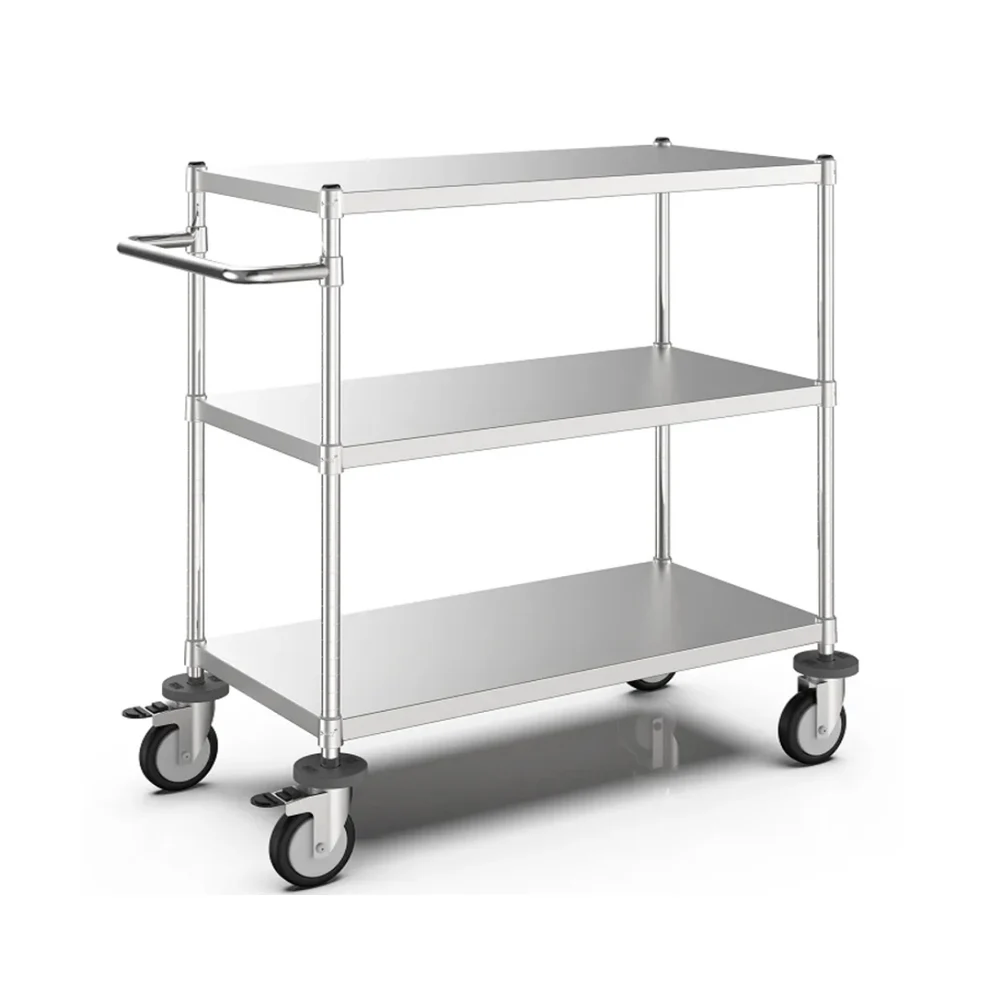 3 Layers SMT SUS 304 Solid Push Cart Hotel Laundry Sorter Cart with Universal Brake Wheel
