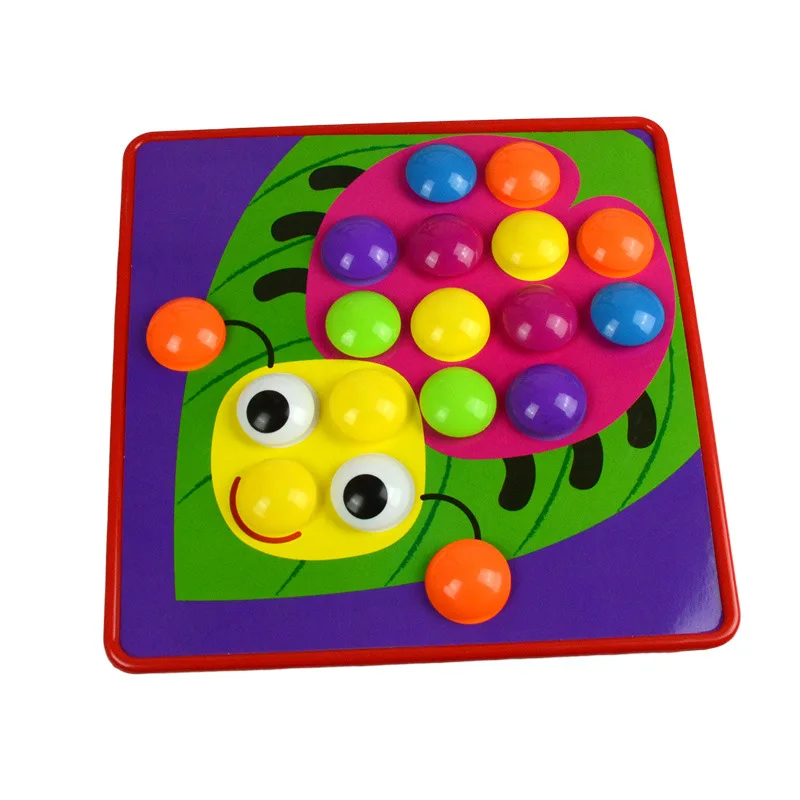 Colorful Variety Assembly Mushroom Nails Creative 3d Puzzles Flapper Board Mosaic Button Board Toy