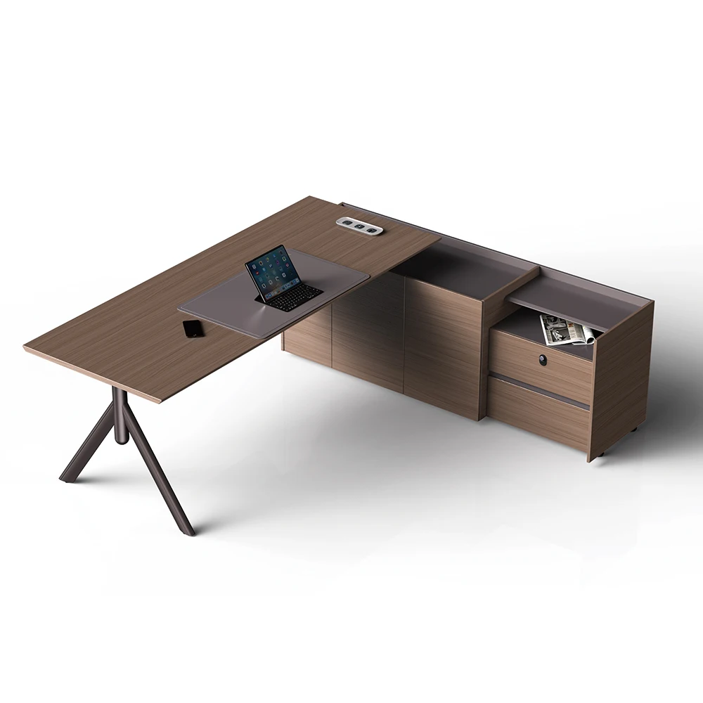 Commercial Director Manager Office Workstation Desk Furniture L Shape Minimalist Executive Office Desk With Drawer