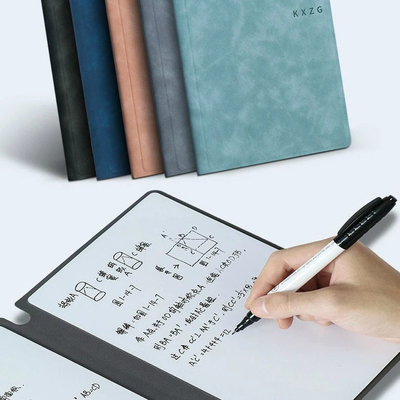 2023New product hot selling  erasable A5 waterproof whiteboard notebook with pu leather cover portable popular diary notebook