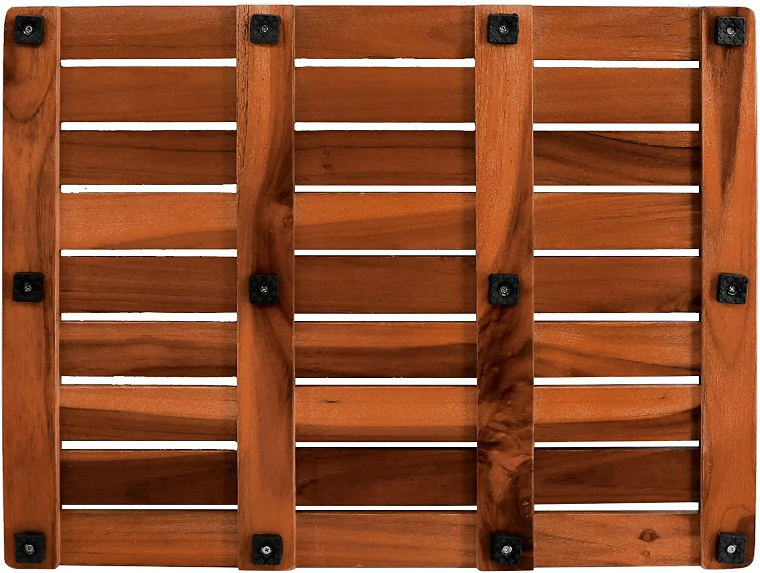 Teak Wood Bath Mat, Shower Mat Non Slip for Bathroom, Wooden Floor Mat Square Large for Spa Home or Outdoor