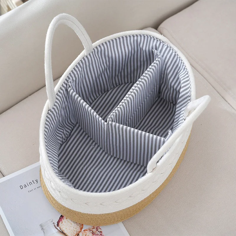 Cotton Baby Diaper Caddy Organizer Nursery Storage Bin Basket Essentials Compartmental Portable Storage Basket
