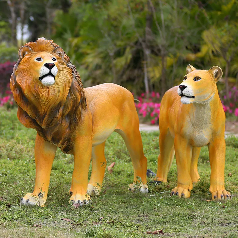 New Arrive Design Popular Design Animal Sculpture Outdoor Decor Fiberglass Material Cheap Price African Lion Sculpture