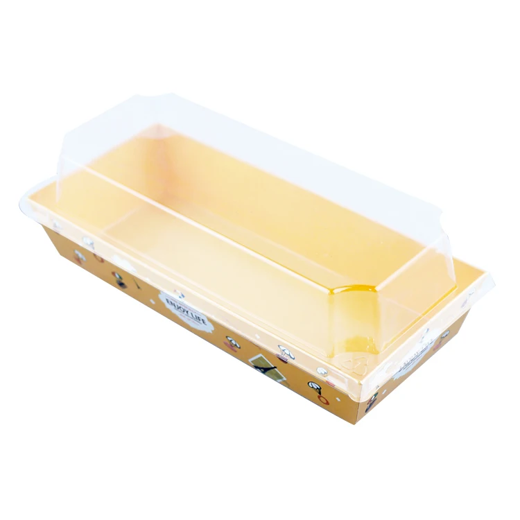 Custom Sandwich Hamburger Bread Hot Dog Box Kraft Paper Food Packaging Disposable Cake Box With Clear Plastic Lid