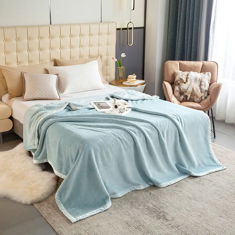 New milk cashmere i-mitation lamb fleece composite blanket high weight double cover blanket leisure blanket