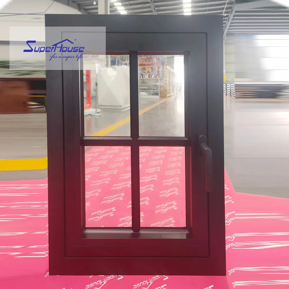 Modern Design Casement Window for New Building or Replace House Customized Black Dark Bronze Aluminium Double Glass Swing Window