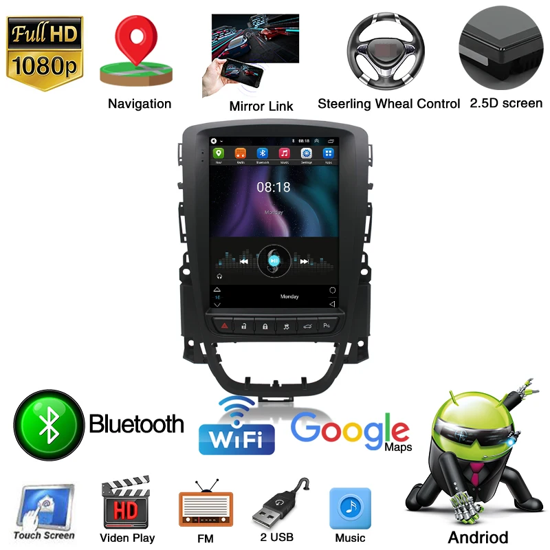 Автомагнитола на Android для Opel Astra J Vauxhall Buick Excelle Verano 2009-2015 Wi-Fi Carplay GPS мультимедийный DVD-видеоплеер