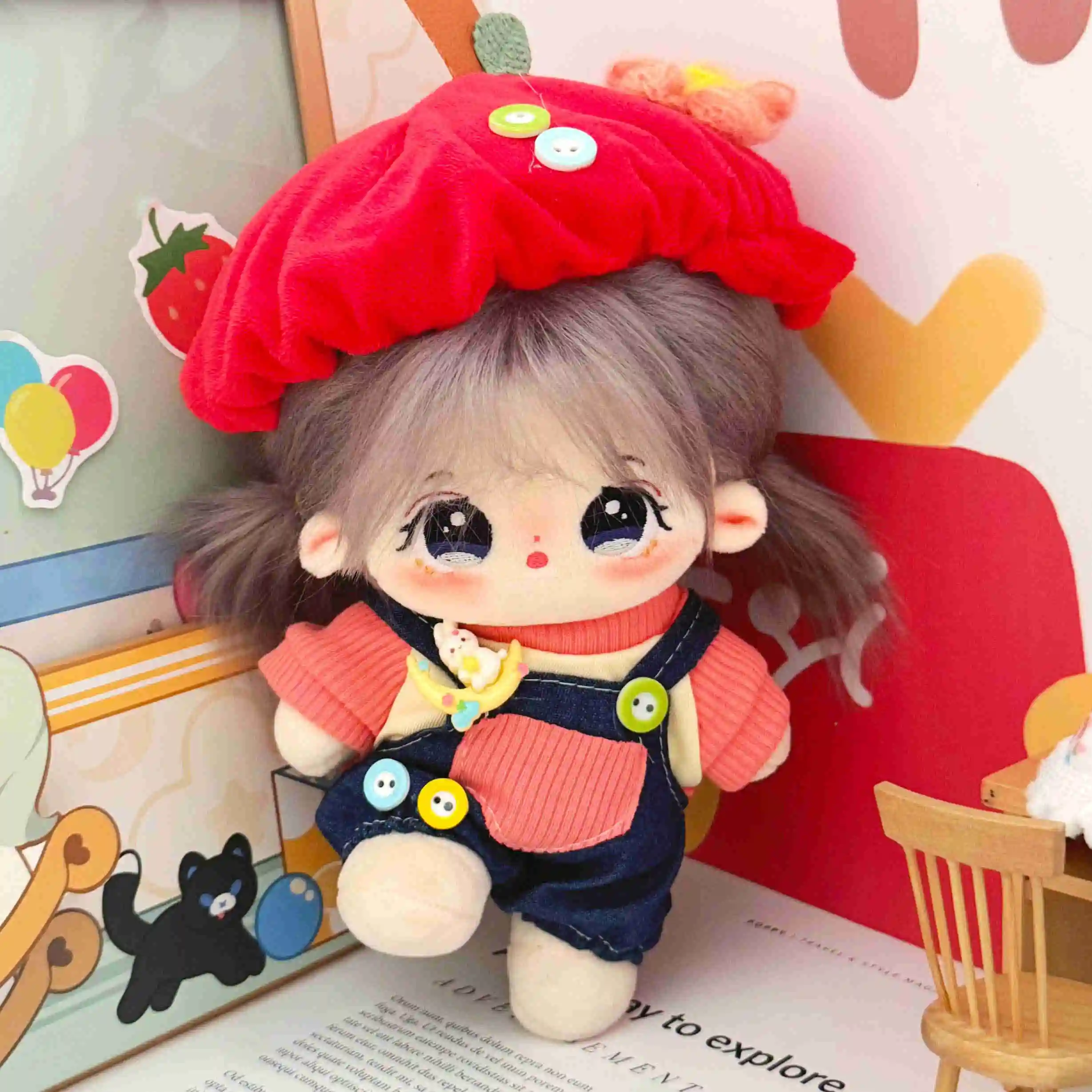 Hot sale custom anime character plushies doll 20cm kawaii cotton doll with clothes