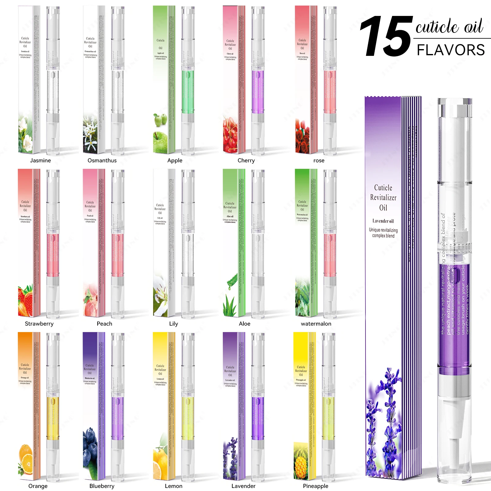 JTING Stock 15 Flavor Nail moisturizing mini cuticle oil pen for nail care health OEM custom logo private label cuticle oil tube