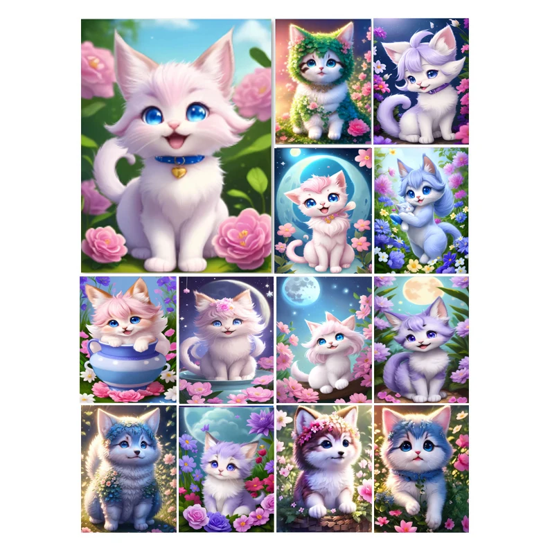 Diamond Painting Kits Full Square/Round 5D Diamond Painting Landscape painting  Home Decor Gifts Cat Flower Moon
