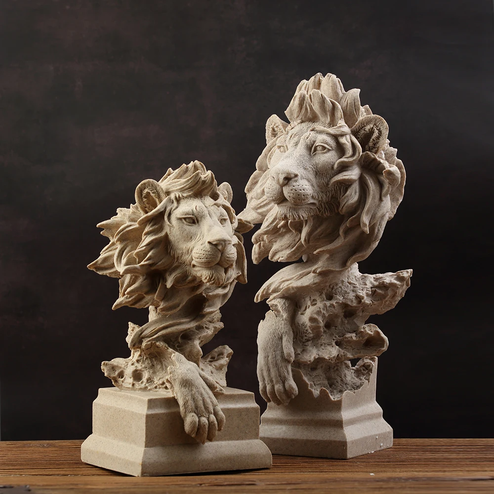 Deer Elephant lion horse Head Animal Resin Sculpture Home Decoration Accessories  Room Decor Resin Animal Head Statue
