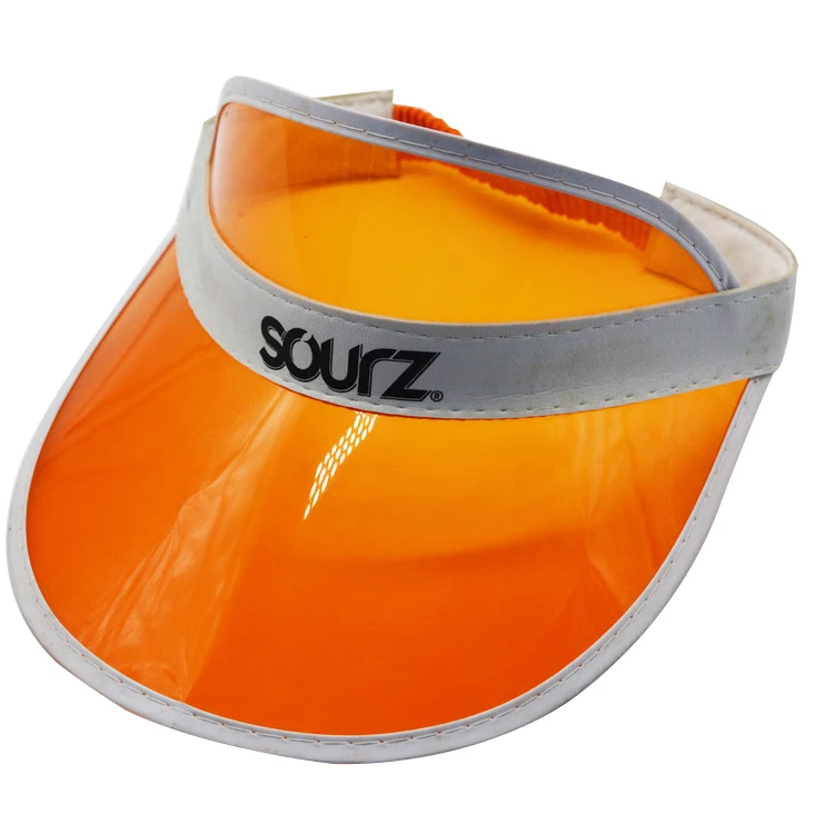 Wholesale Summer Transparent UV Orange Sun Visor Hat with Different Colour Outdoor Cap