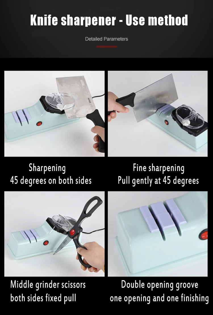 Приспособление для заточки ножей Электрический многофункциональный набор для заточки 4 в 1 для прямых ножей и ножницы с защитным чехлом