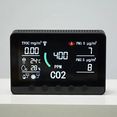Smart life WiFi 7 in 1 air quality Co2  TVOC PM2.5 PM1.0 PM10 temperature and humidity  monitor RS485 Co2 tester Co2 controller