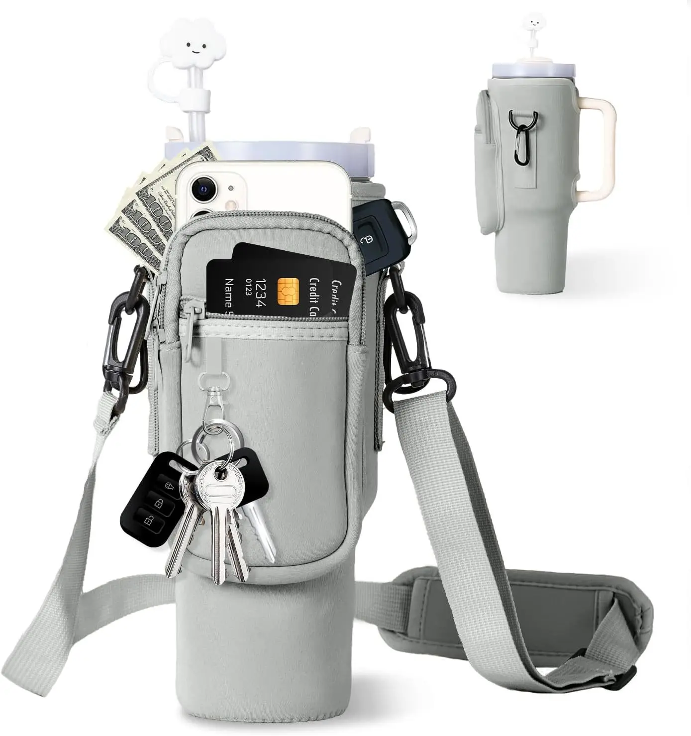 Customized Water Bottle 40 Oz Tumbler Water Bottle Carrier Bag Crossbody Running Water Bottle Holder For Cup Pouch Bag