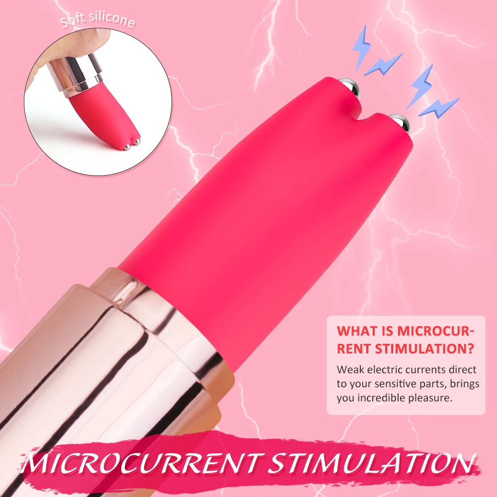 Micro current Vibrating nipple clitoris pussy  lipstick mini vibrator sex toy for women