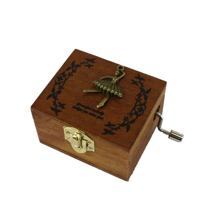 Wooden Hand Crank Unique Musical Boxes Mini Antique Vintage Craft Home Decorations for Christmas, Wedding, Valentines, Birthday