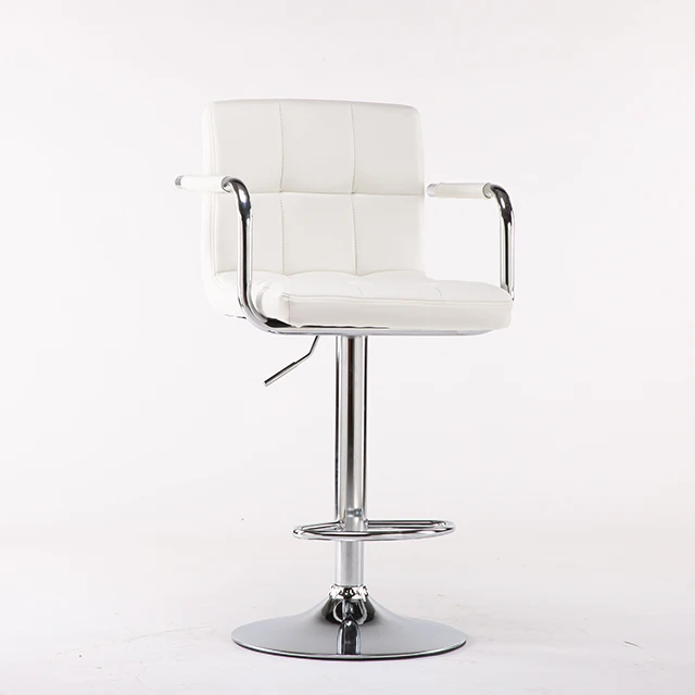 White PU Leather Swivel Bar Stool with Stable Base Fashion 360 Turn Around Dental Stool for Office Chair
