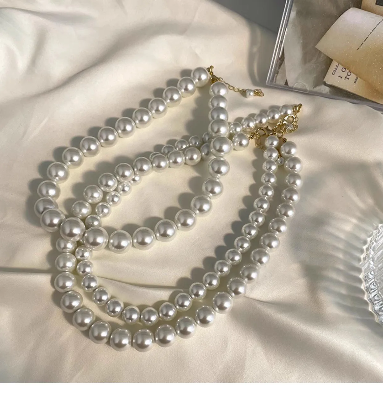 Wholesale 6/7/8/9/12/14mm Elegant Pearl Chain Necklace Jewelry Freshwater Pearl Choker Pendant Vintage Necklace for women