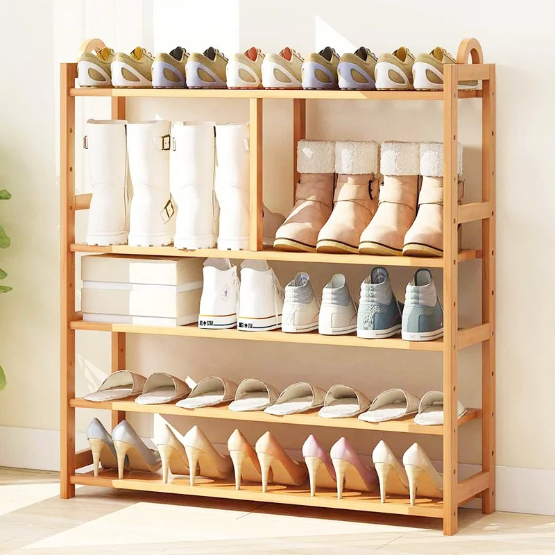 
Haichuan New style 6-Tier 2020 hot selling bamboo wooden shoe racks furniture shelf low factory price 