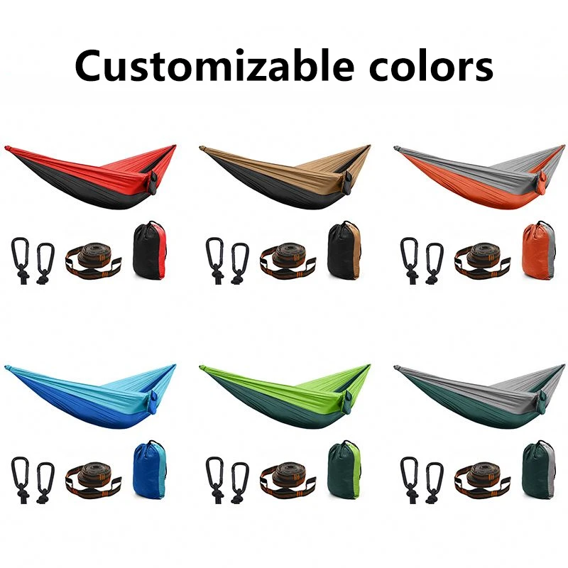 Portable Parachute Double Nylon Camping Hammock With Hammock Straps