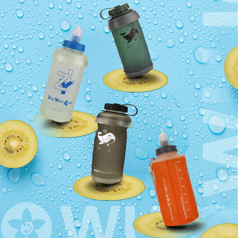 350ml 500ml 750ml Foldable Portable TPU Soft Garrafas De Agua Flask Travel Sports Water Container Bottle For Outdoor Use