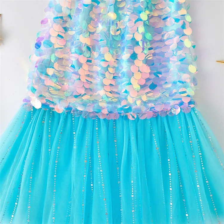 Hot Sale Multi-layers Shiny Sequins Mermaid Princess TUTU Skirts Girls Carnival Cosplay Costumes