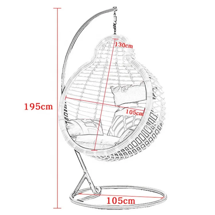 
High quality fantastic indoor or outdoor pear shape patio synthetic rattan furniture hanging single swing chair 