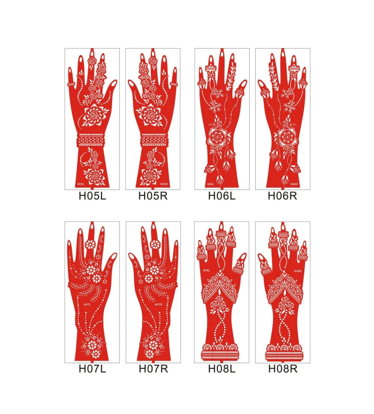tattoo template temporary waterproof fashion Henna Paste body paint Hand back finger arm tattoo stencil for women