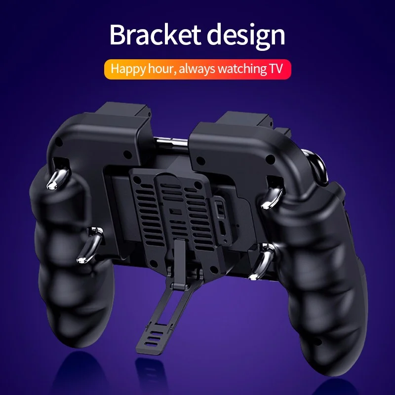 H9 Six Finger Game Controller Gamepad Trigger Shooting Free Fire Cooling Fan Gamepad Joystick for IOS Android PUBG Mobile Phone