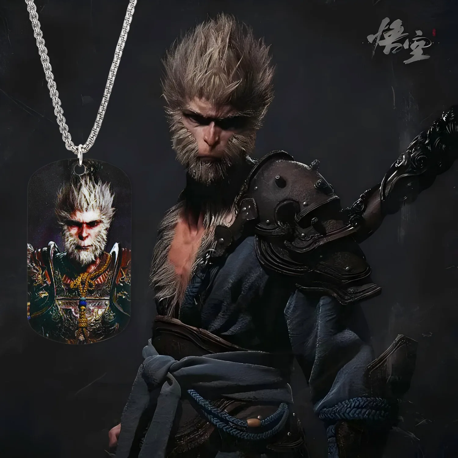 Black Myth Wu Kong Dangle Necklace Stainless Steel Famous Game Wu Kong Necklace Journey to the West Portrait Necklace AM1081018