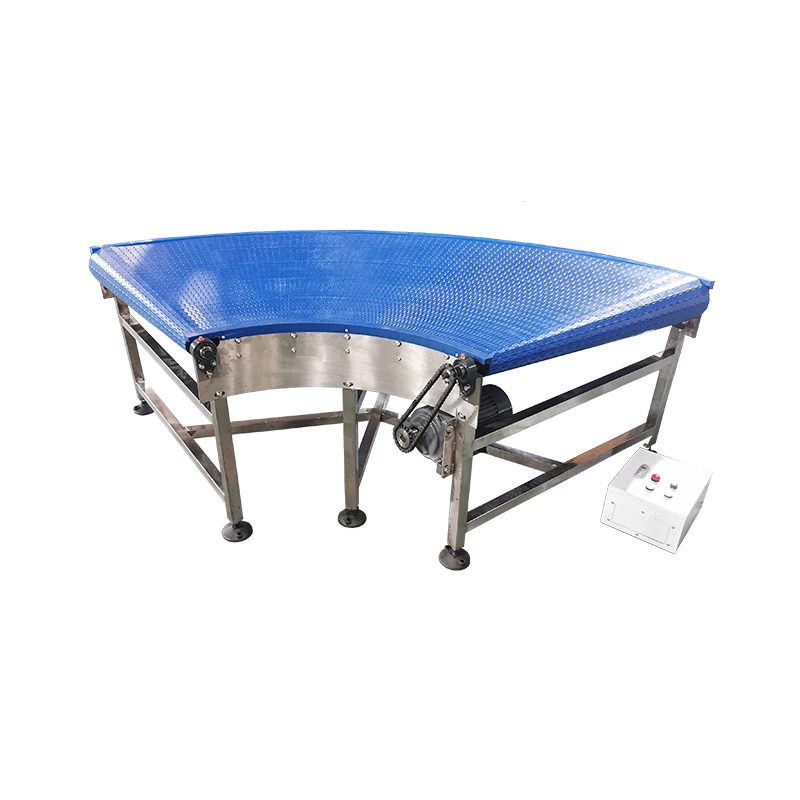 LHJ Chinese Manufacturer Factory Directly 90 Degree Turning Modular Belt Conveyor Curved Modular Belt Food Conveyor  Machine