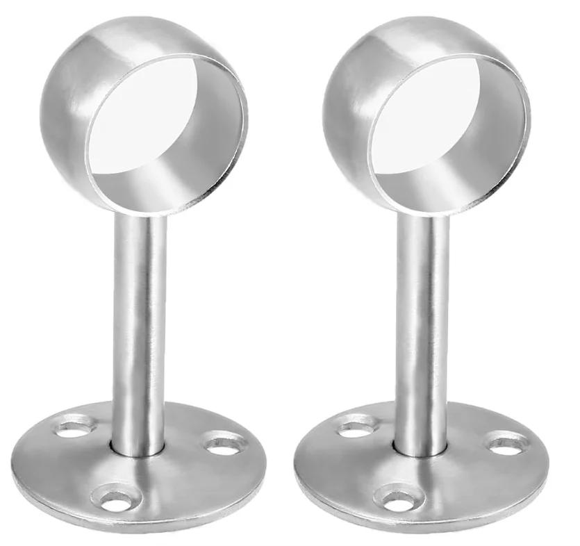 Closet Tube Pipe Flange Socket Kit Wardrobe Rail Rod Holder Closet Rod Support