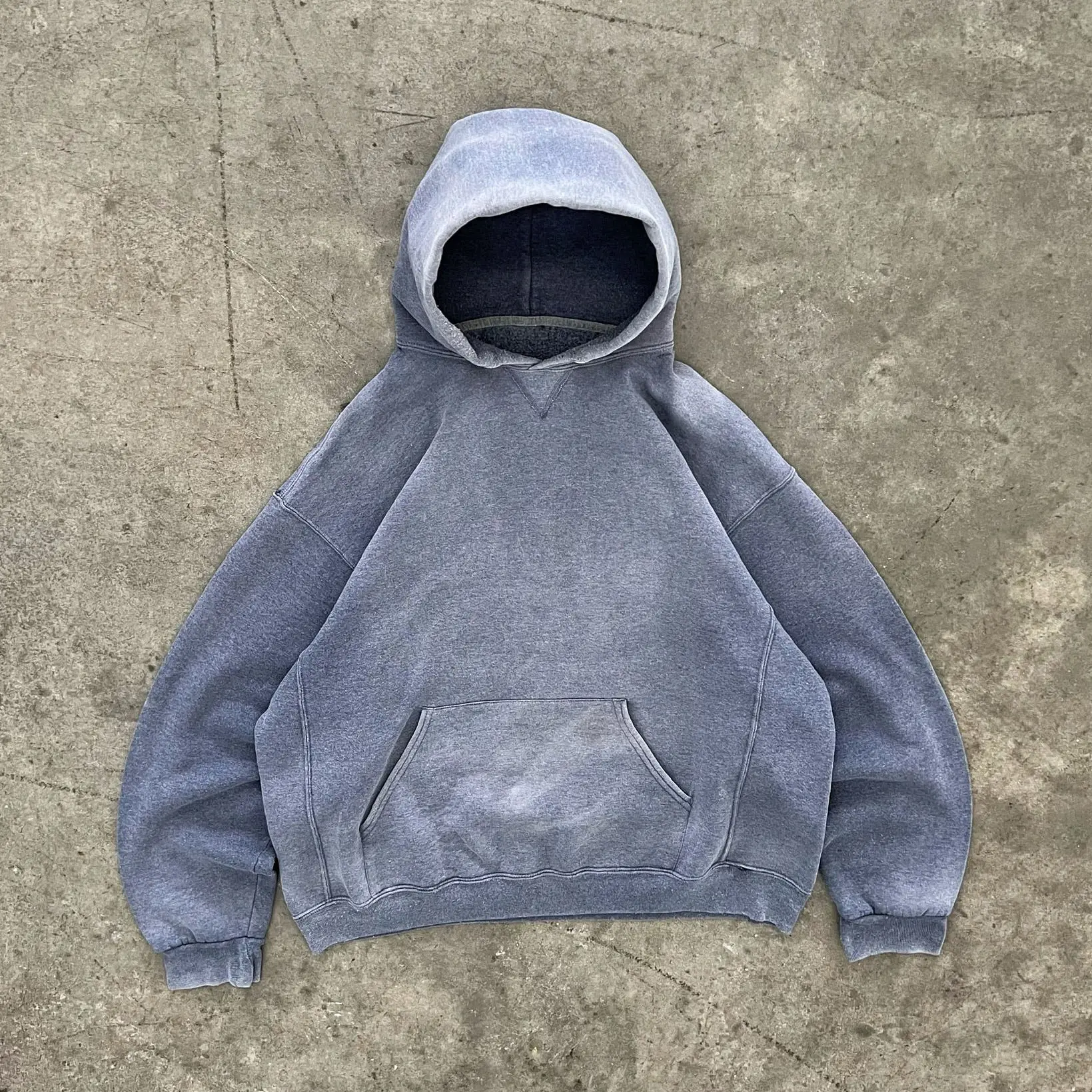 Custom Vintage Oversized 100% Cotton Heavyweight Sun Faded Blank Acid Washed Distressed Hoodie