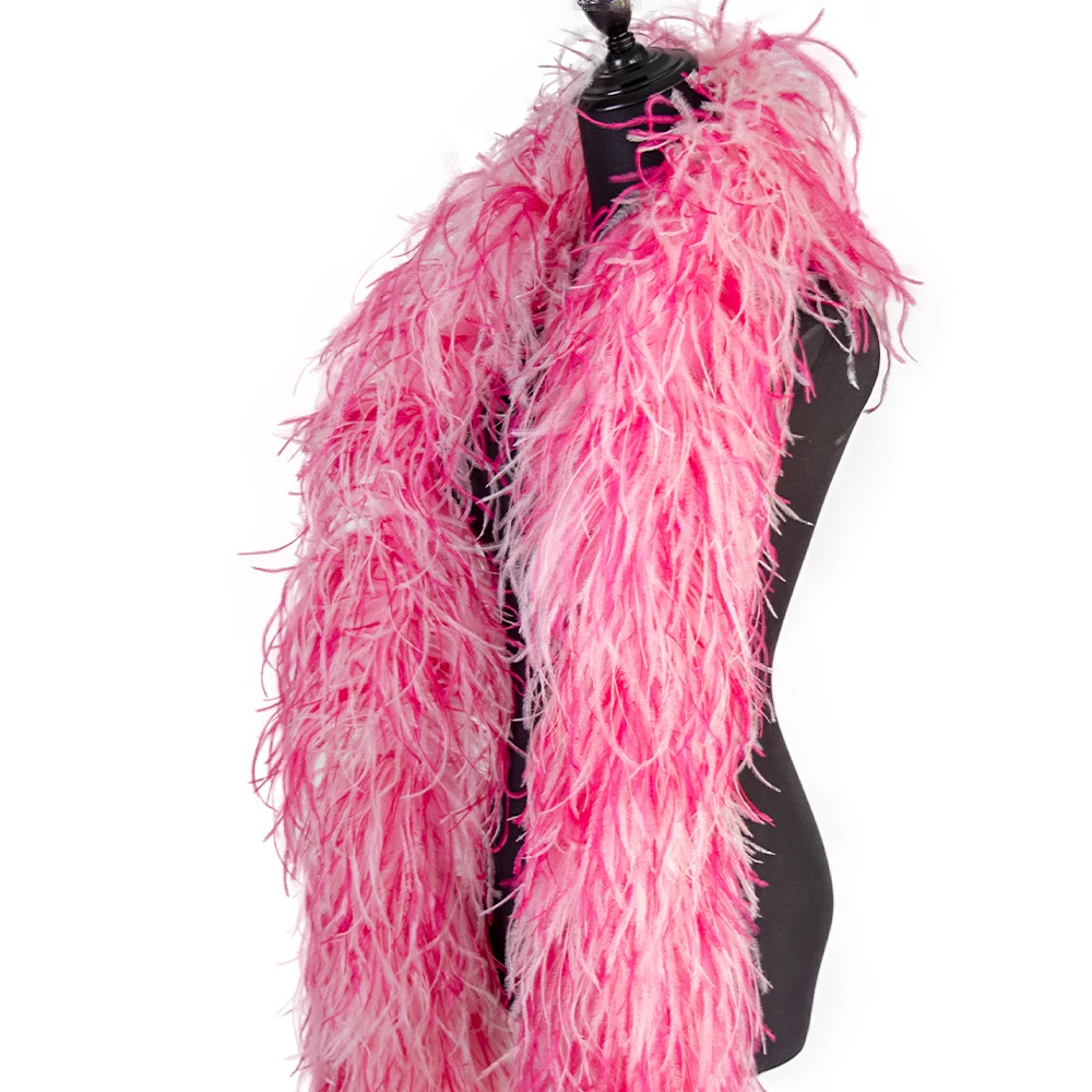 2Meter Mixcolor Ostrich Feathers Boa 4ply/6ply/10ply Fluffy Plumes Shawl Accessory Wedding Drees Decoration Plumes For Crafts