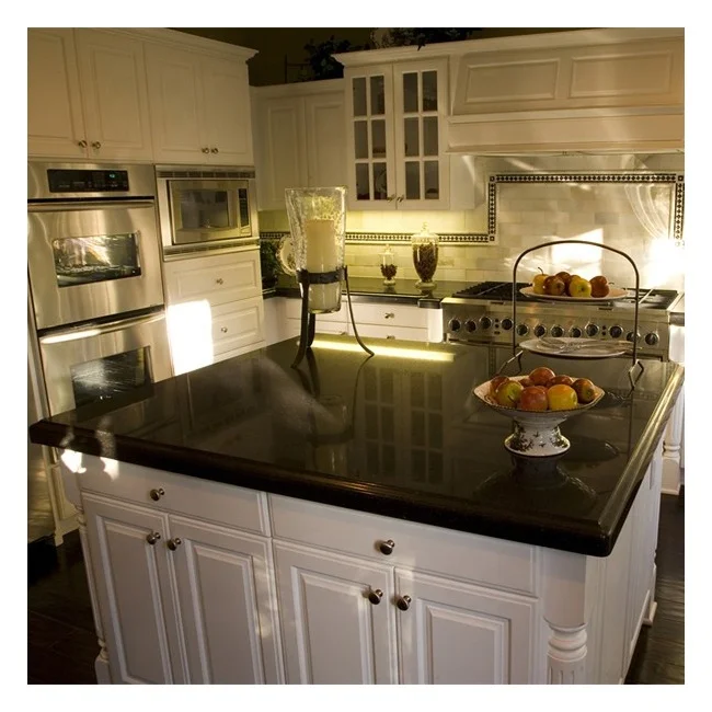 Black Granite stone island top for kitchen