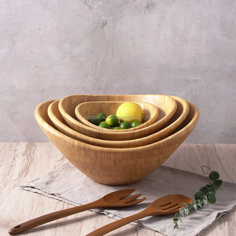 Woodsun Bamboo Salad Bowl Bamboo Fruit Food Bowl For Sale
