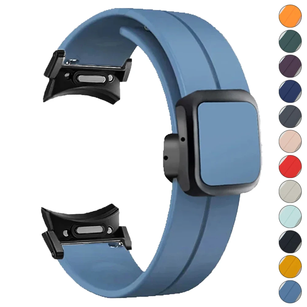Quick Release Silicone Straps for Samsung Galaxy 6 5 4 Magnetic Folding Buckle Silicone Watch Bands for Classic 47mm 43mm 40mm
