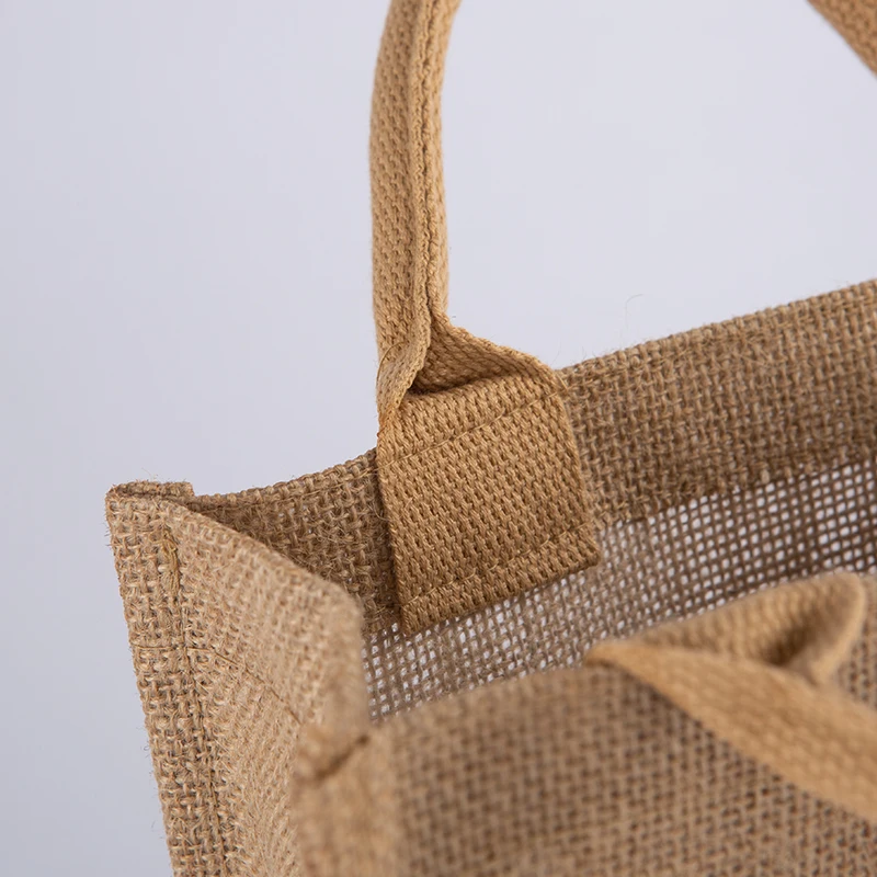Tote Bag Jute Letter Cotton  Customized Print Jute Tote Bag Natural  Natural Burlap Bag