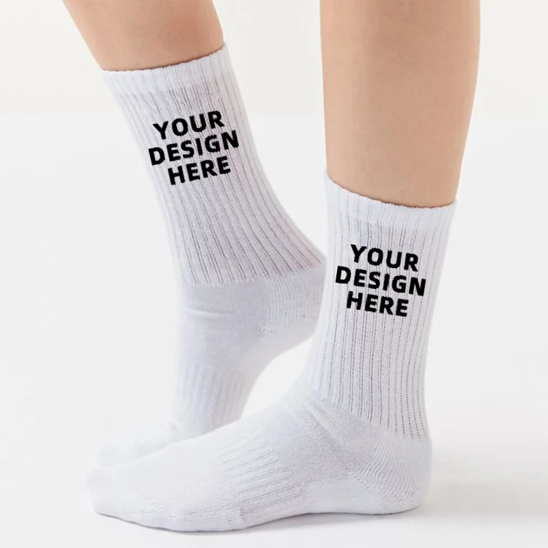 White Cotton Men Socks Manufacturer Sport Athletic Crew Socks Cheap Custom Logo Cycling Terry Socks