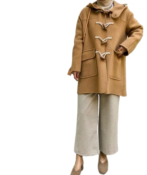 
Korea import College wind age reduction hooded design Keep out the cold and the wind 90% high count wool coat 1 