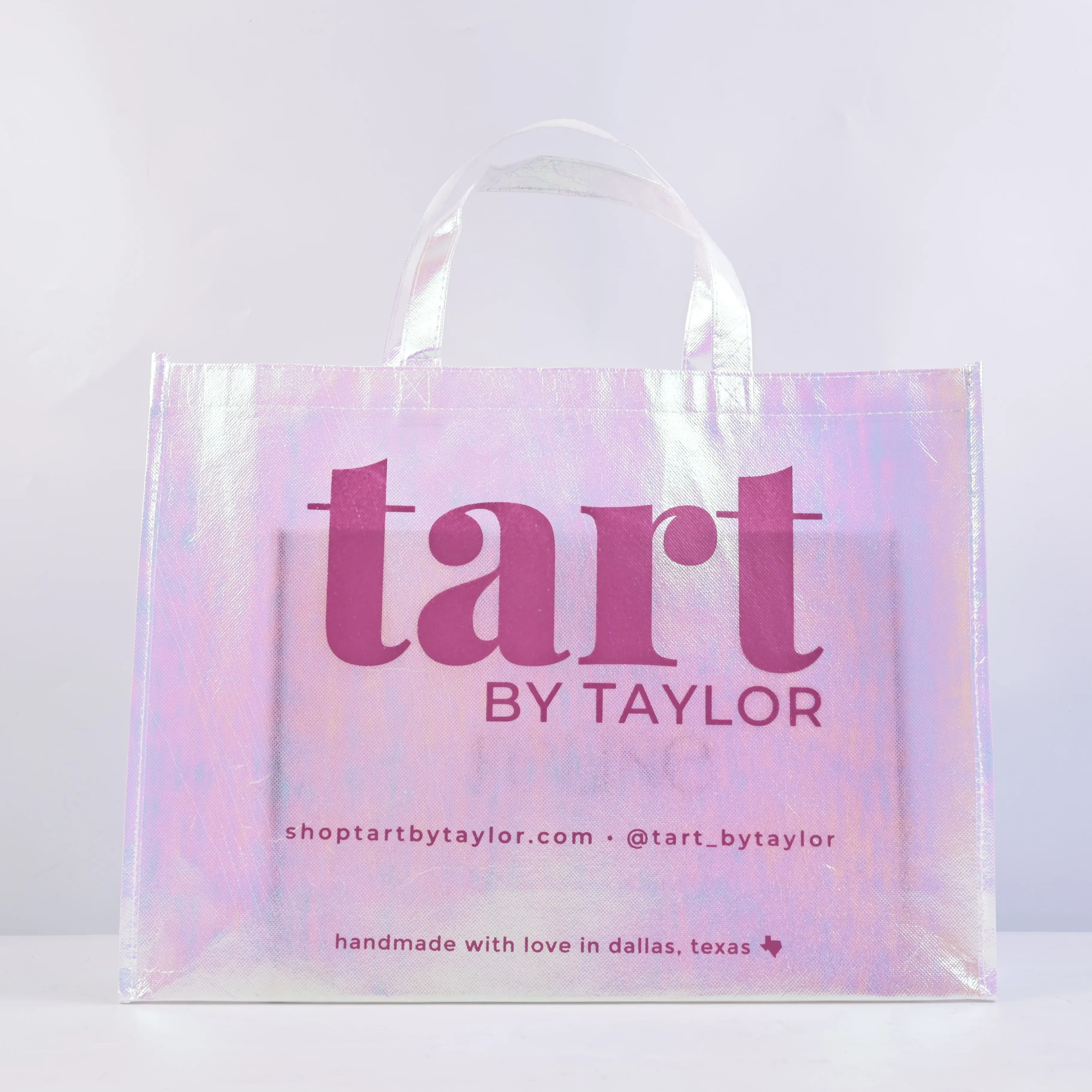 Fashion Pink Tote Bag Decorative Laminated PP Non Woven Fabric Tote Laser Fold Reusable Eco Shopping Bags For Women