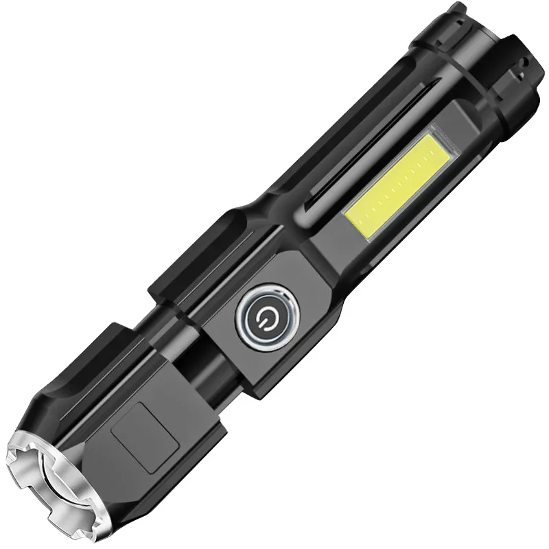 Newest Strong Powerful  Portable Flashlight wtih LED COB Slide USB Rechargeable Zoomable Tactical Flashlights