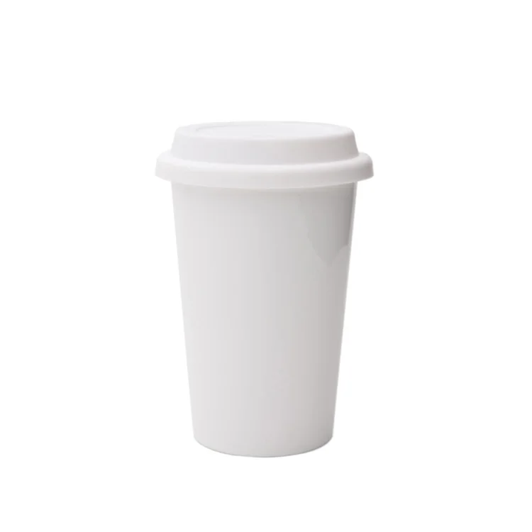 Недорогие многоразовые изолированные кружки с двойными стенками, белая керамическая дорожная кофейная чашка с крышкой и рукавом