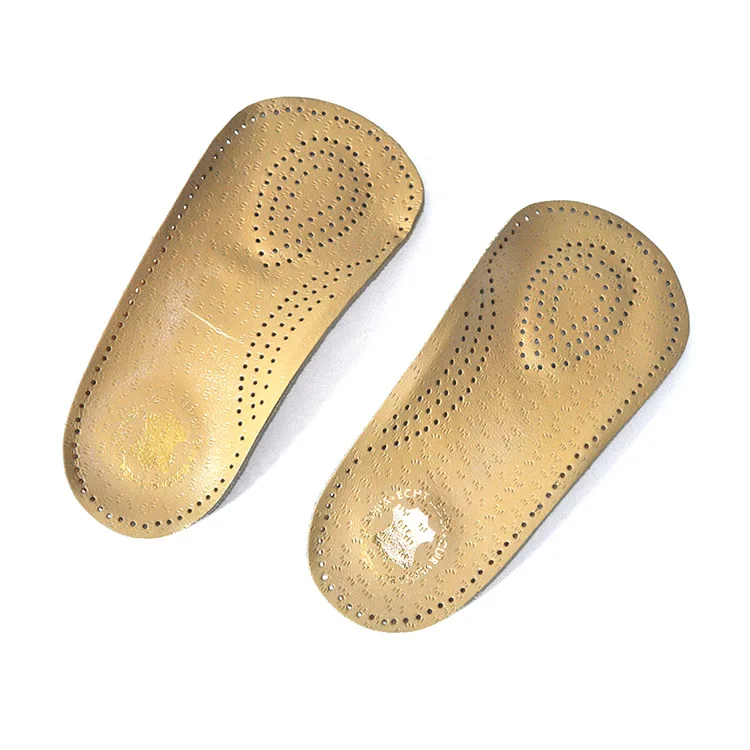 3/4 length genuine leather arch support orthopedic insoles for shoes