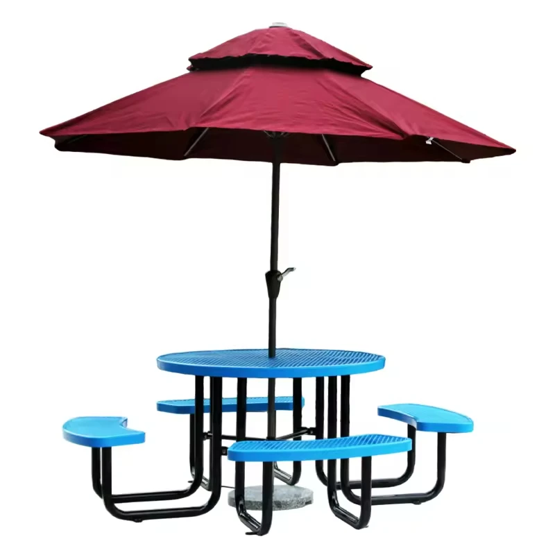 Latest Design Rectangular 72 96 Inches Home Outdoor Backyard Metal Picnic Tables with 2 Benches